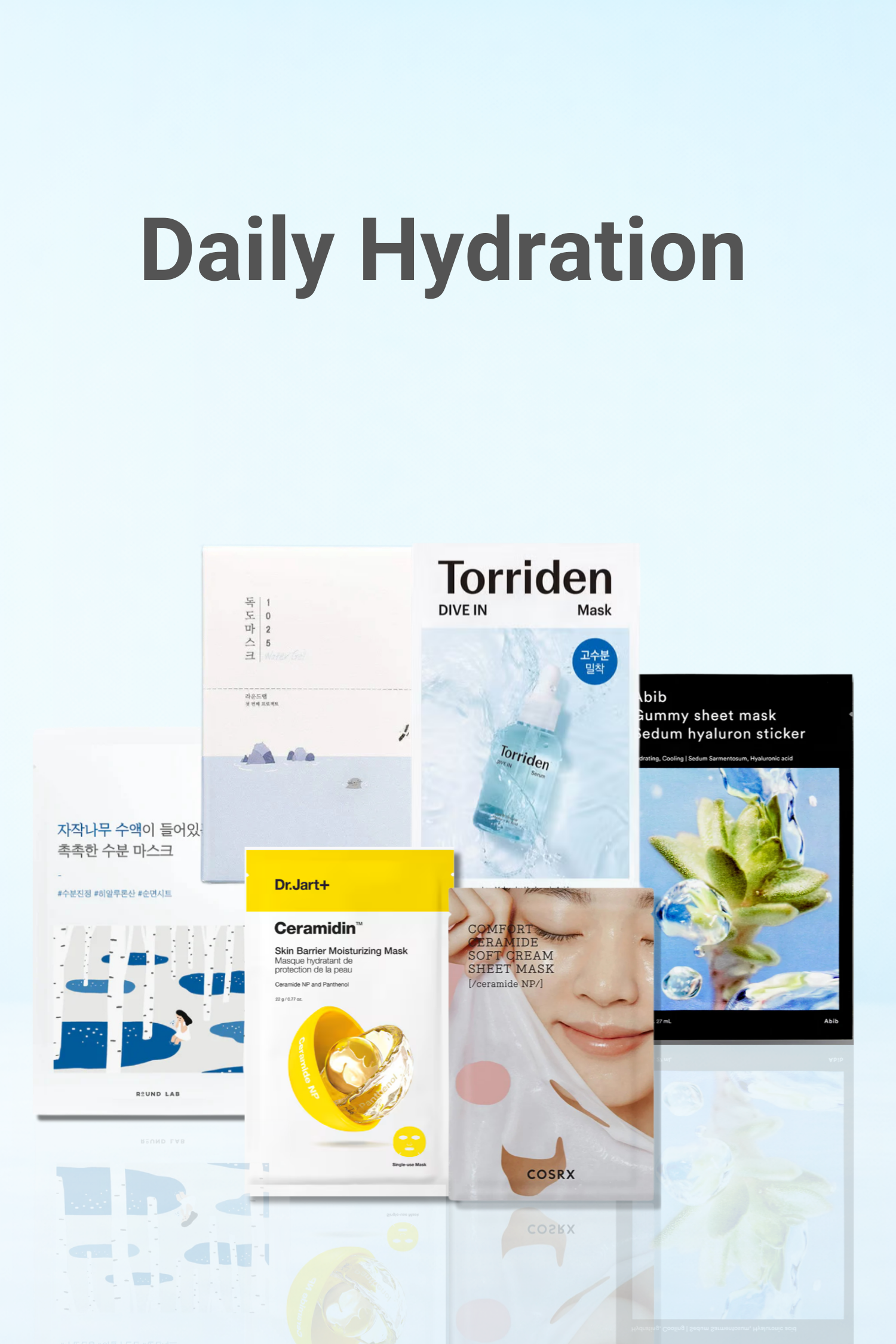 Daily Hydration Korean sheet mask ritual set showing the complete 2-step skincare routine
