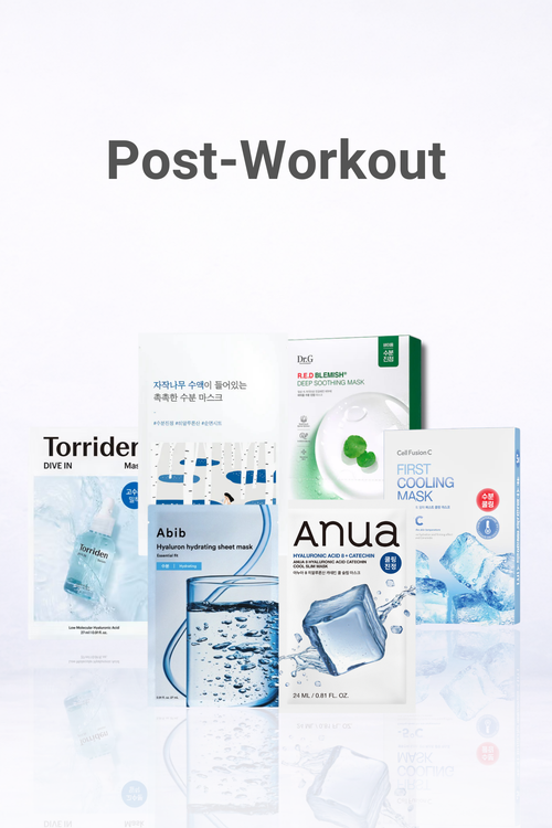 Korean post-workout cooling sheet mask ritual set to help cool skin and replenish hydration after exercise